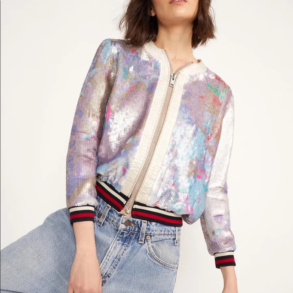 Cynthia Rowley Bomber Jacket Naomi Sequin NWT XS